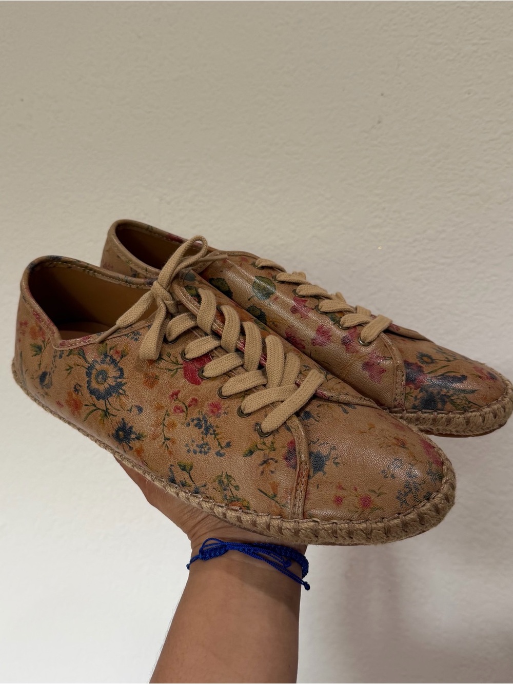 NEW Patricia Nash Emiliana Espadrille Lace-Up Floral Leather Sneakers